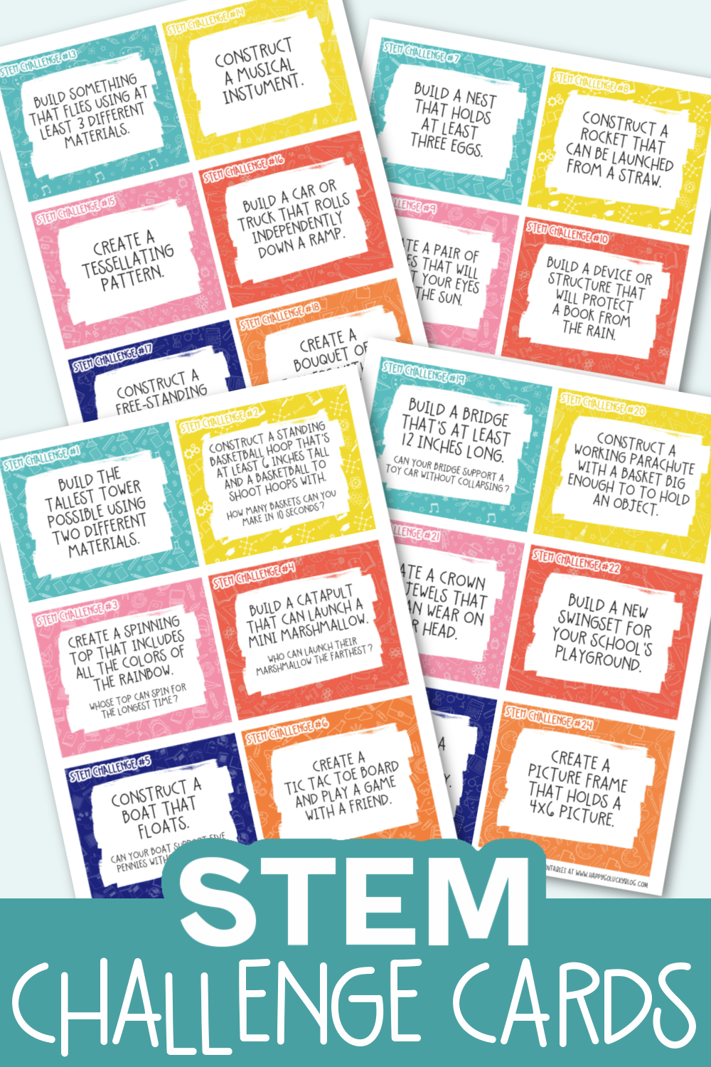 STEM Challenge Cards Free Printable