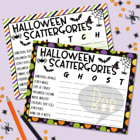 Halloween Scattergories Free Printable Game