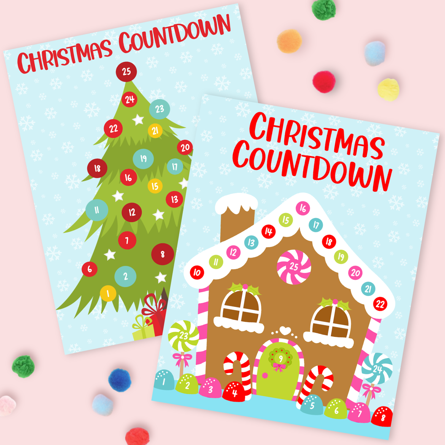 Let the countdown to Christmas begin with these fun and free Christmas Countdown Printables! Christmas Countdown Christmas Tree and Gingerbread House Free Printable