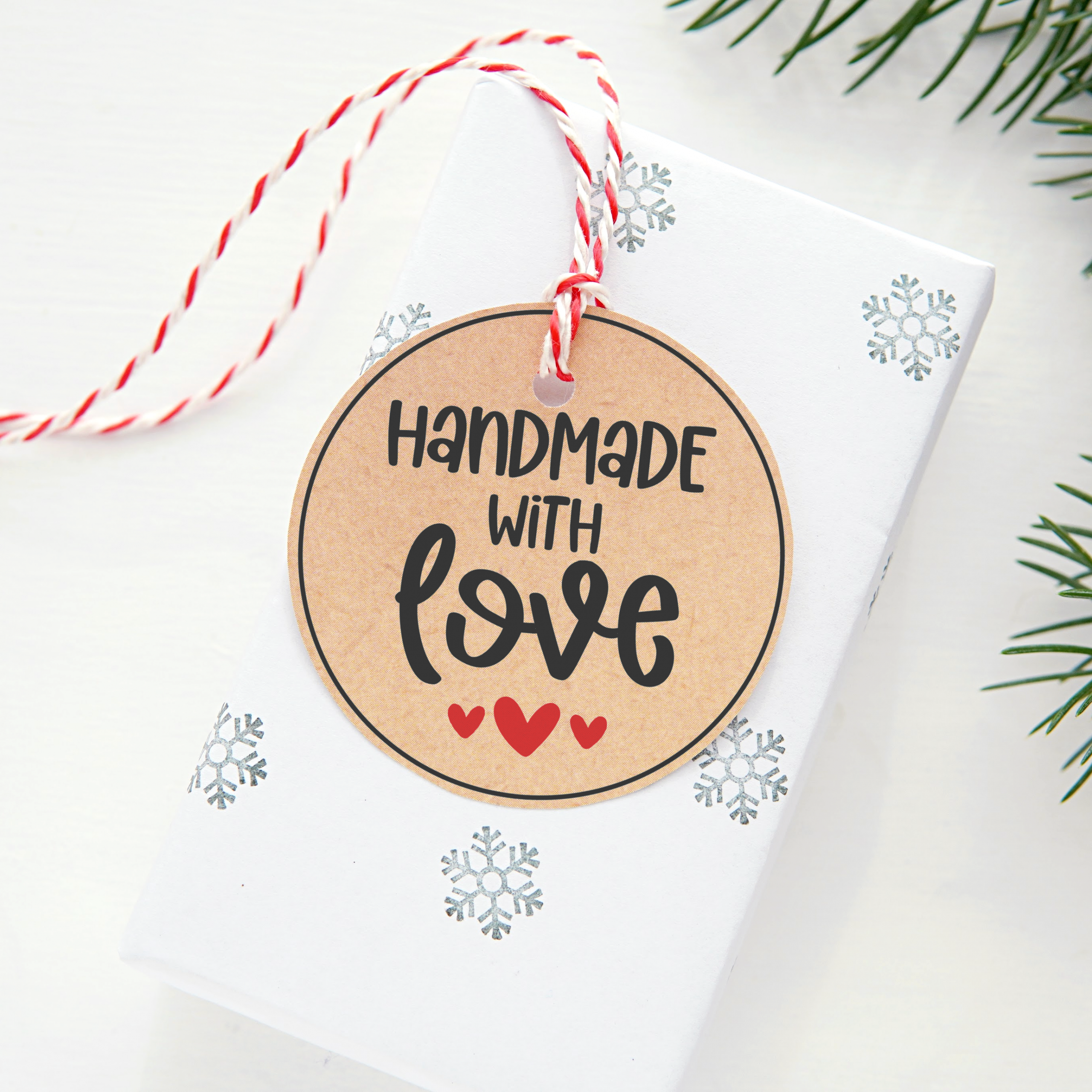 Mini White Handmade With Love Retail Gift Tags With String Crafts Sticker Sales 