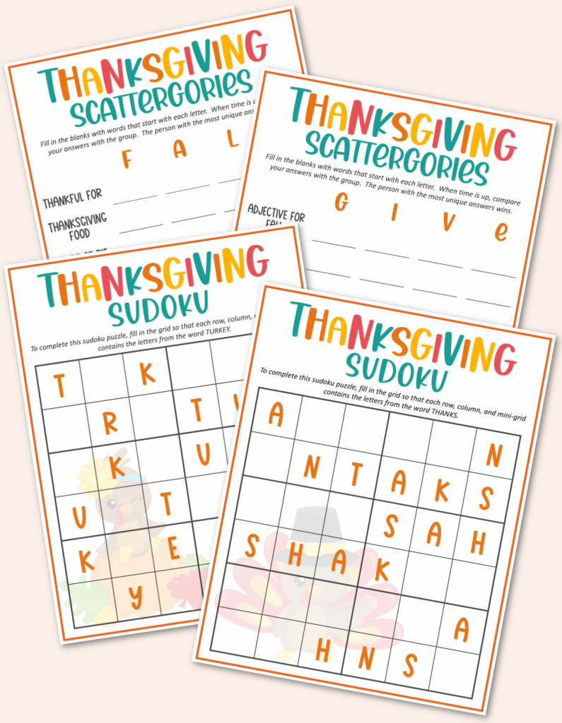 Free Printable Thanksgiving Game Pack