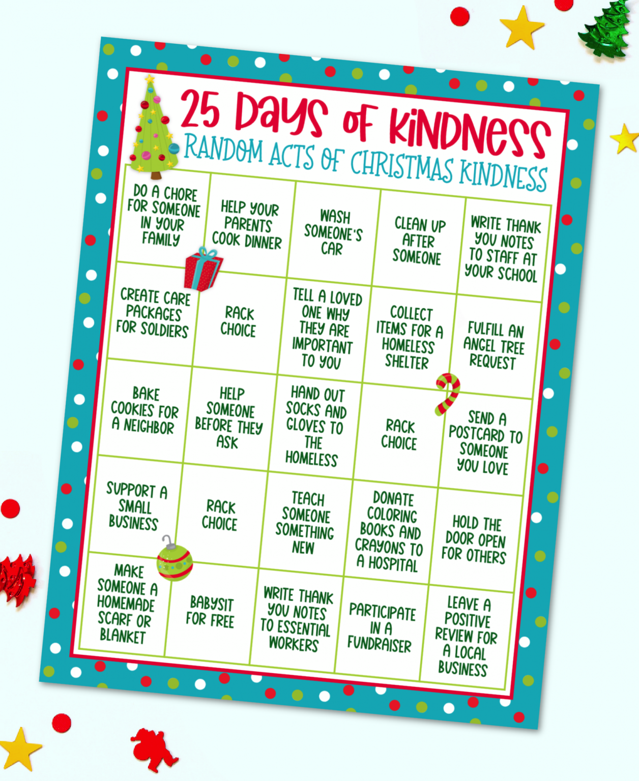 Random Acts of Kindness Advent Calendar Free Printable