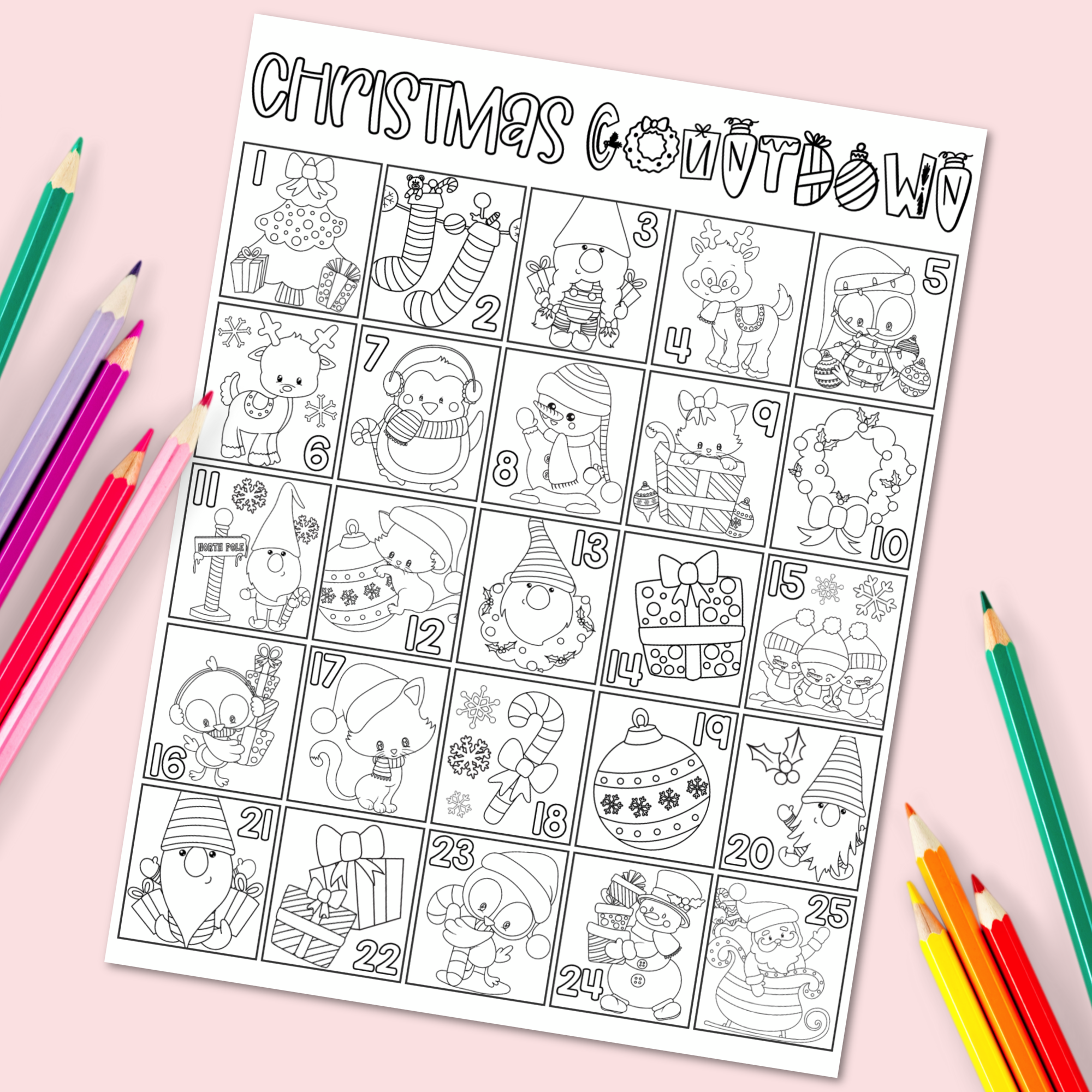 Let the countdown to Christmas begin with these fun and free Christmas Countdown Printables! Christmas Coloring Countdown Free Printable