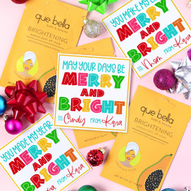 Merry and Bright Gift Tag with Face Mask