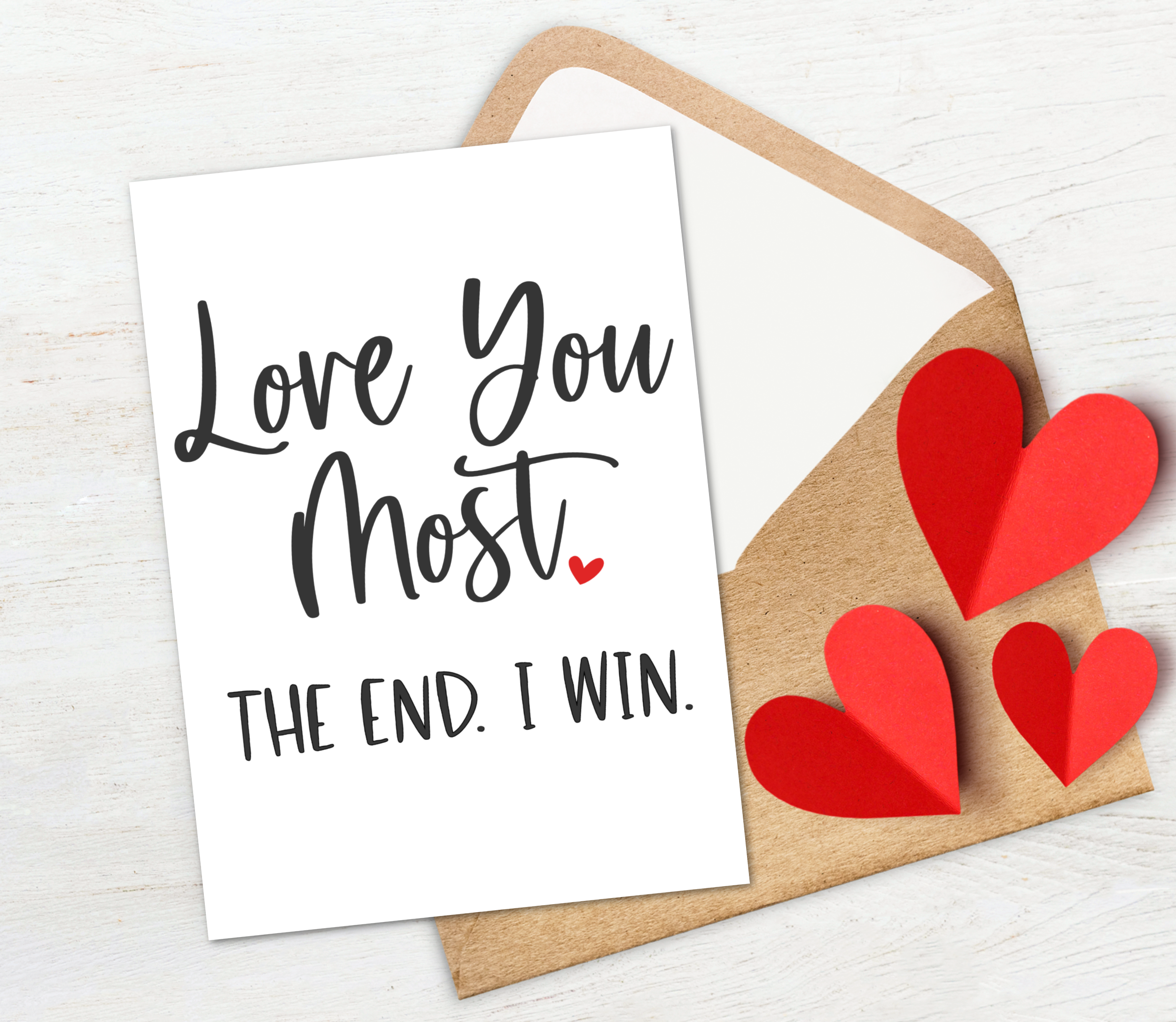 Love You Most card made with a free Valentine's Day SVG cut file.