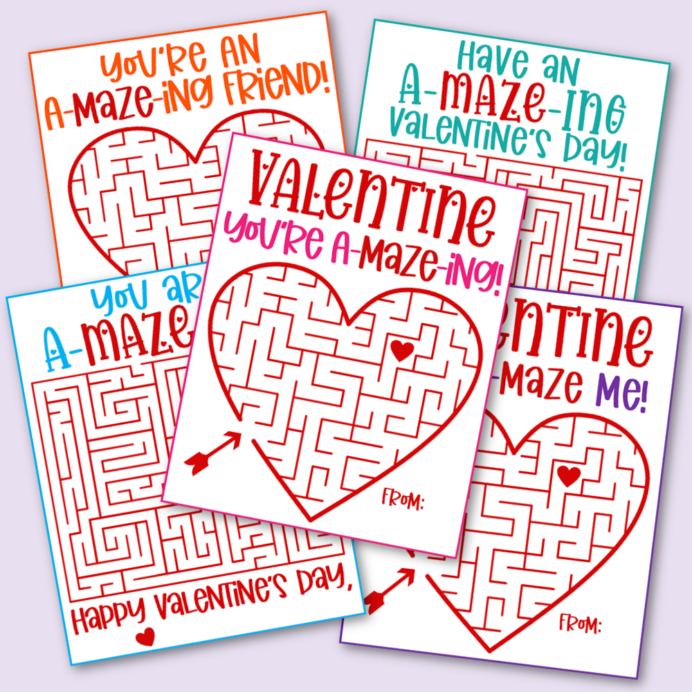Free Printable Maze Valentine's Day Cards