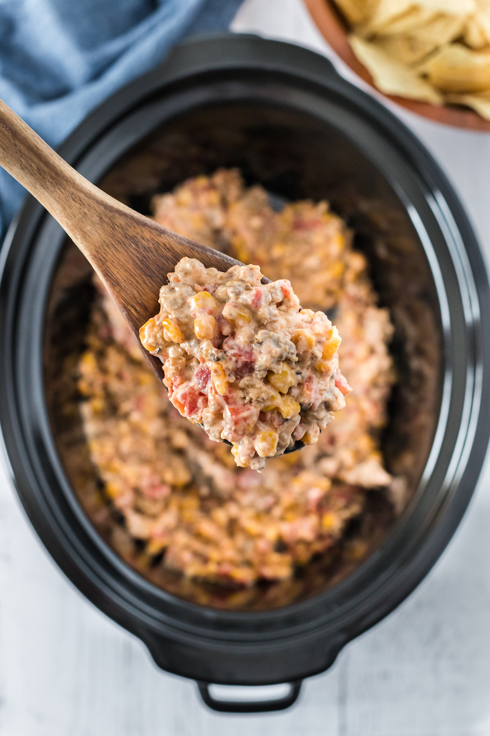 Cheesy Sausage and Corn Dip in the Slow Cooker