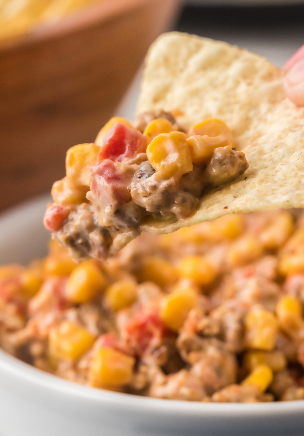 Cheesy Sausage and Corn Dip - An easy appetizer perfect for holidays, parties, and more!