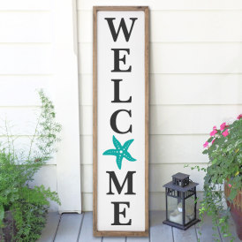 Beach Welcome Sign with Starfish - Free SVG Cut File