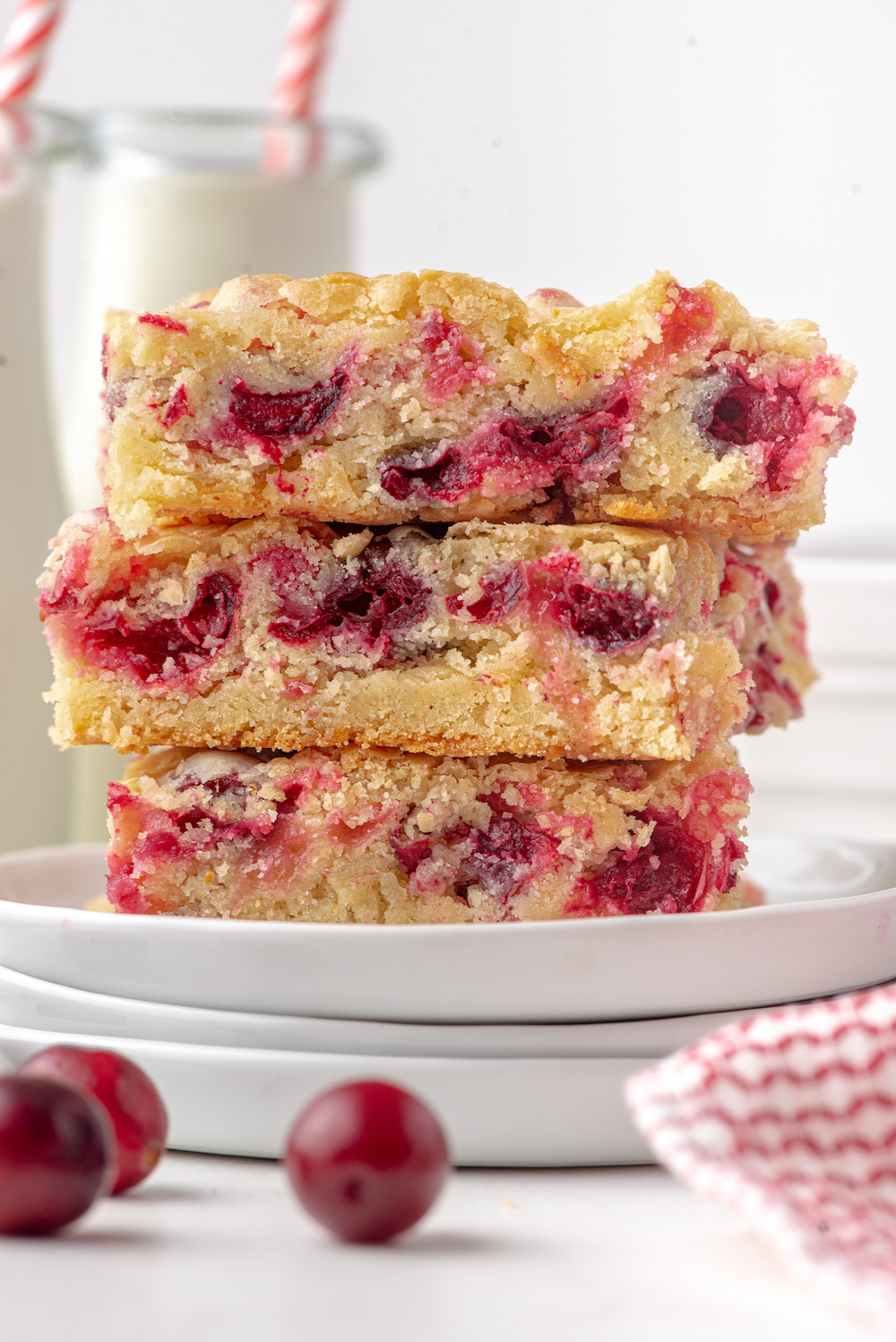 Cranberry Cake bars stacked