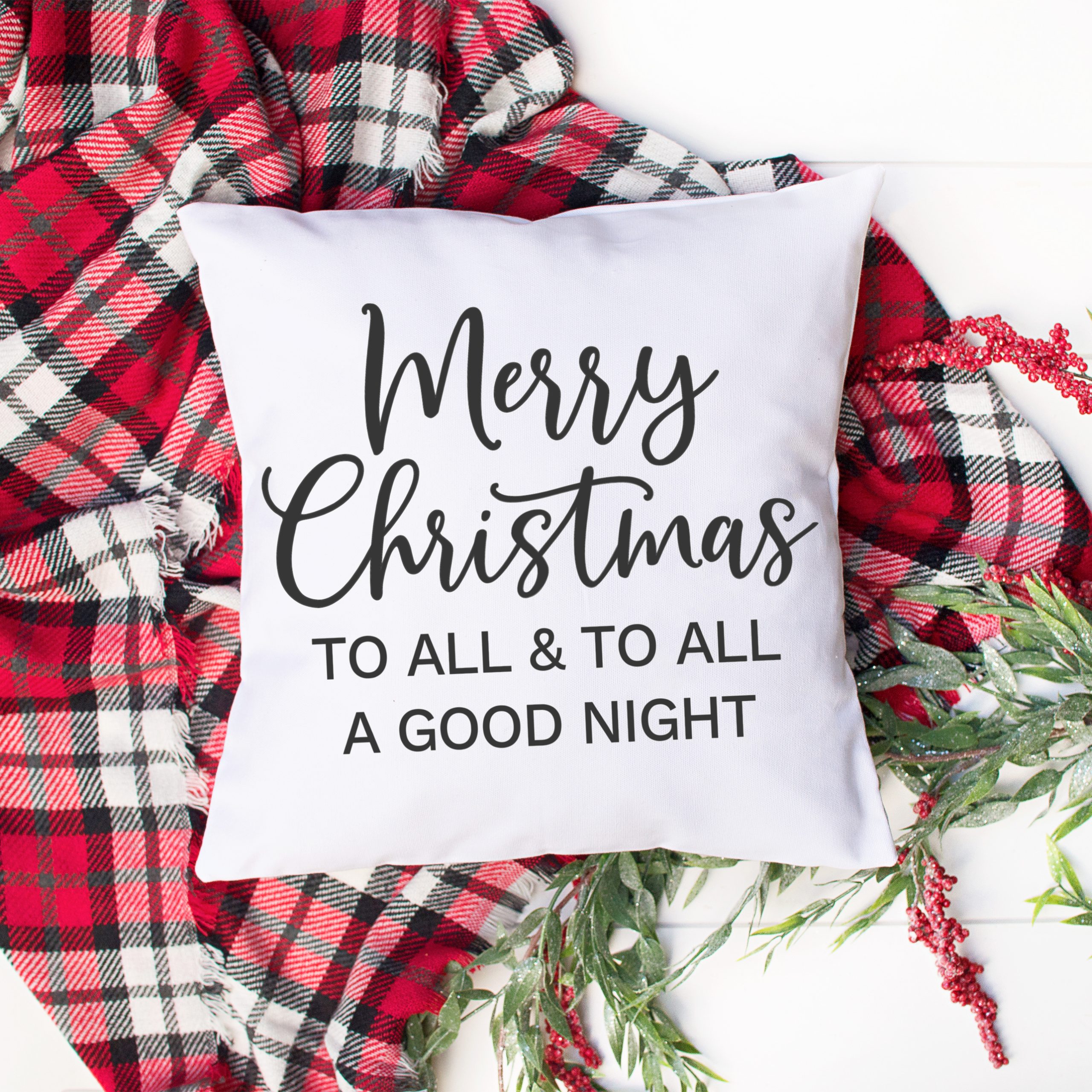 Free Christmas SVG on white pillow
