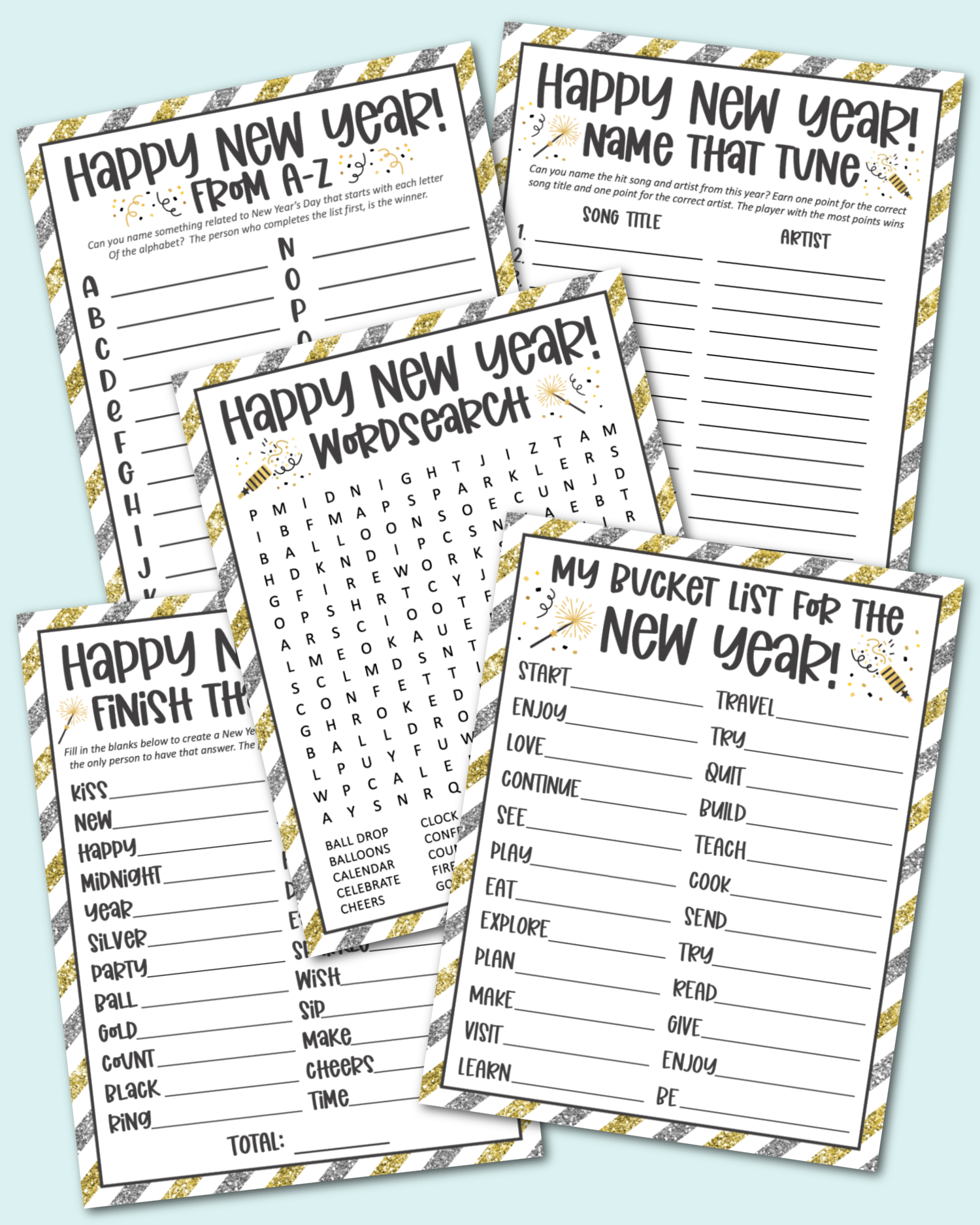 Free Printable New Year's Game Pack