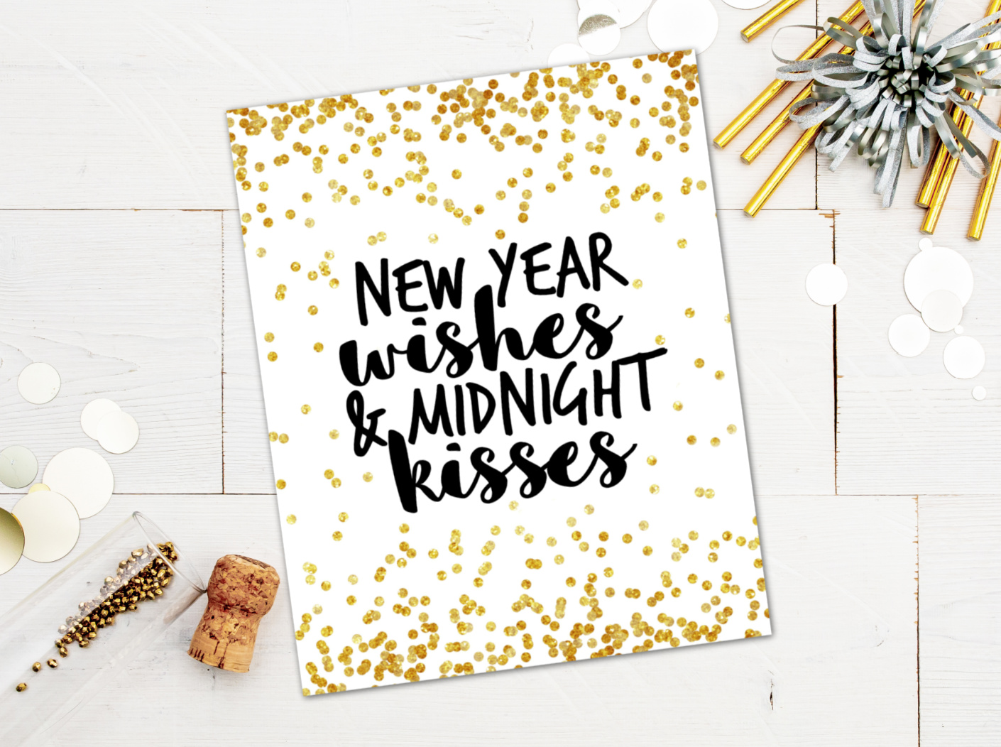 New Year Wishes and Midnight Kisses Printable