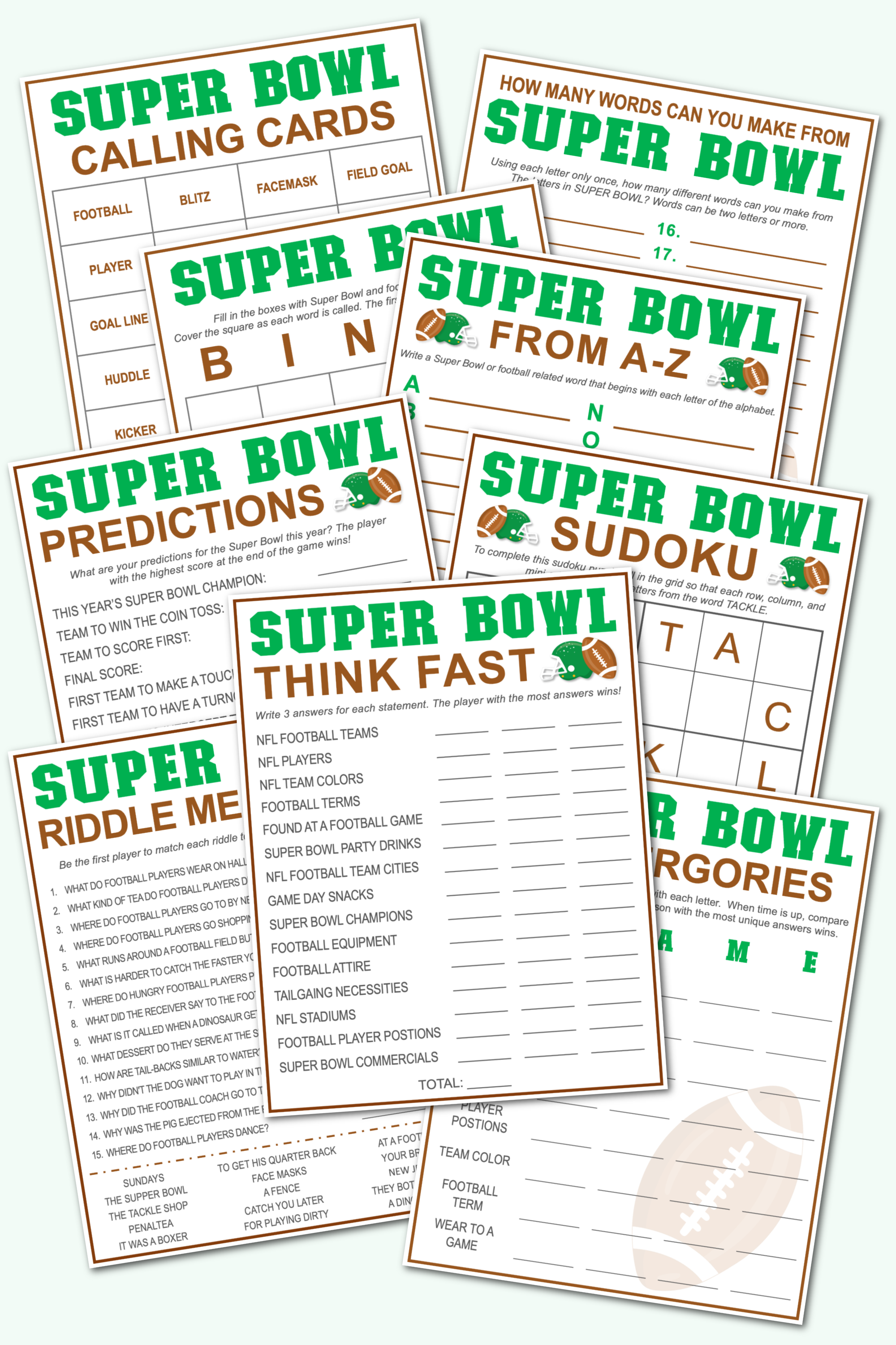 Free Super Bowl Printable Games