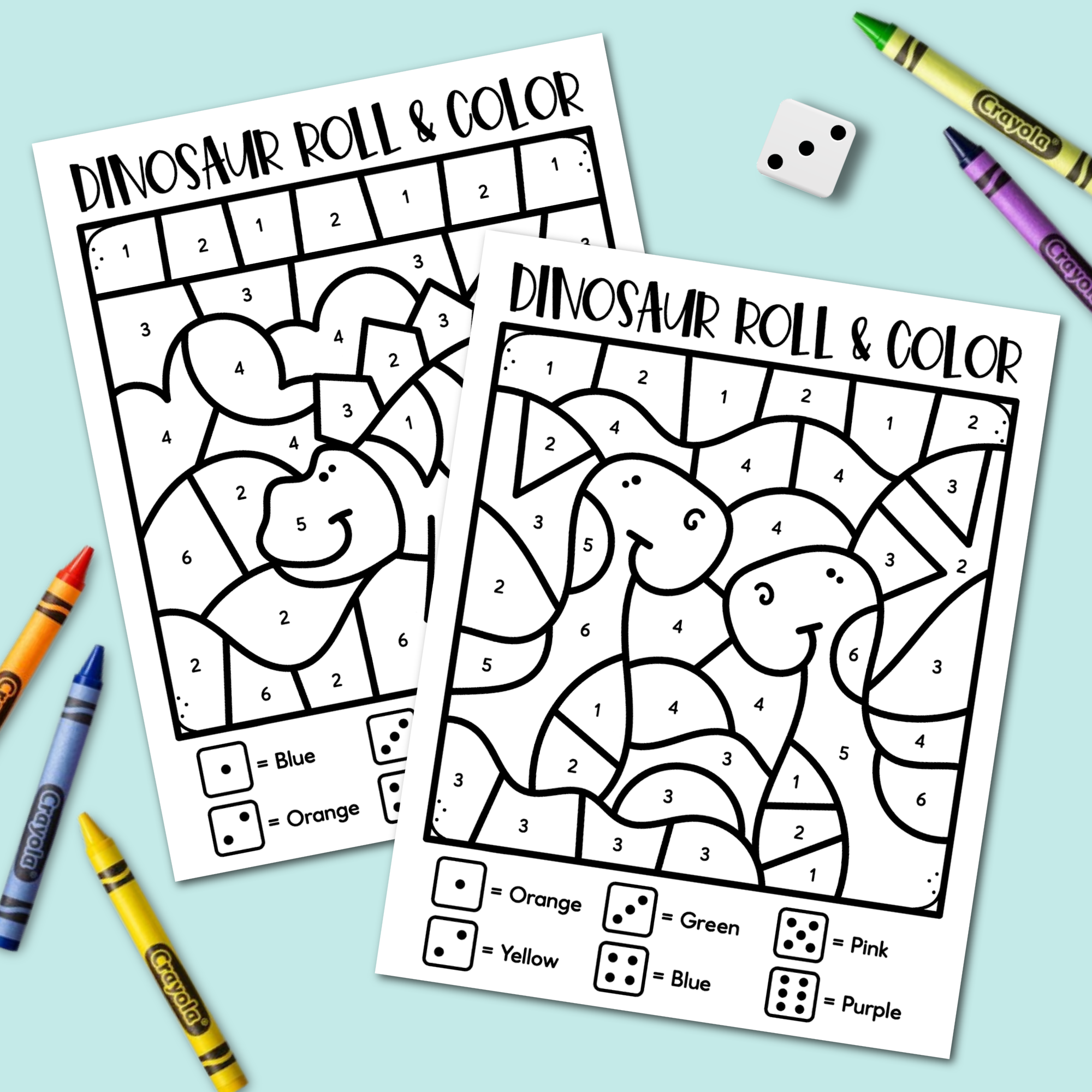 Dinosaur Roll and Color Activity