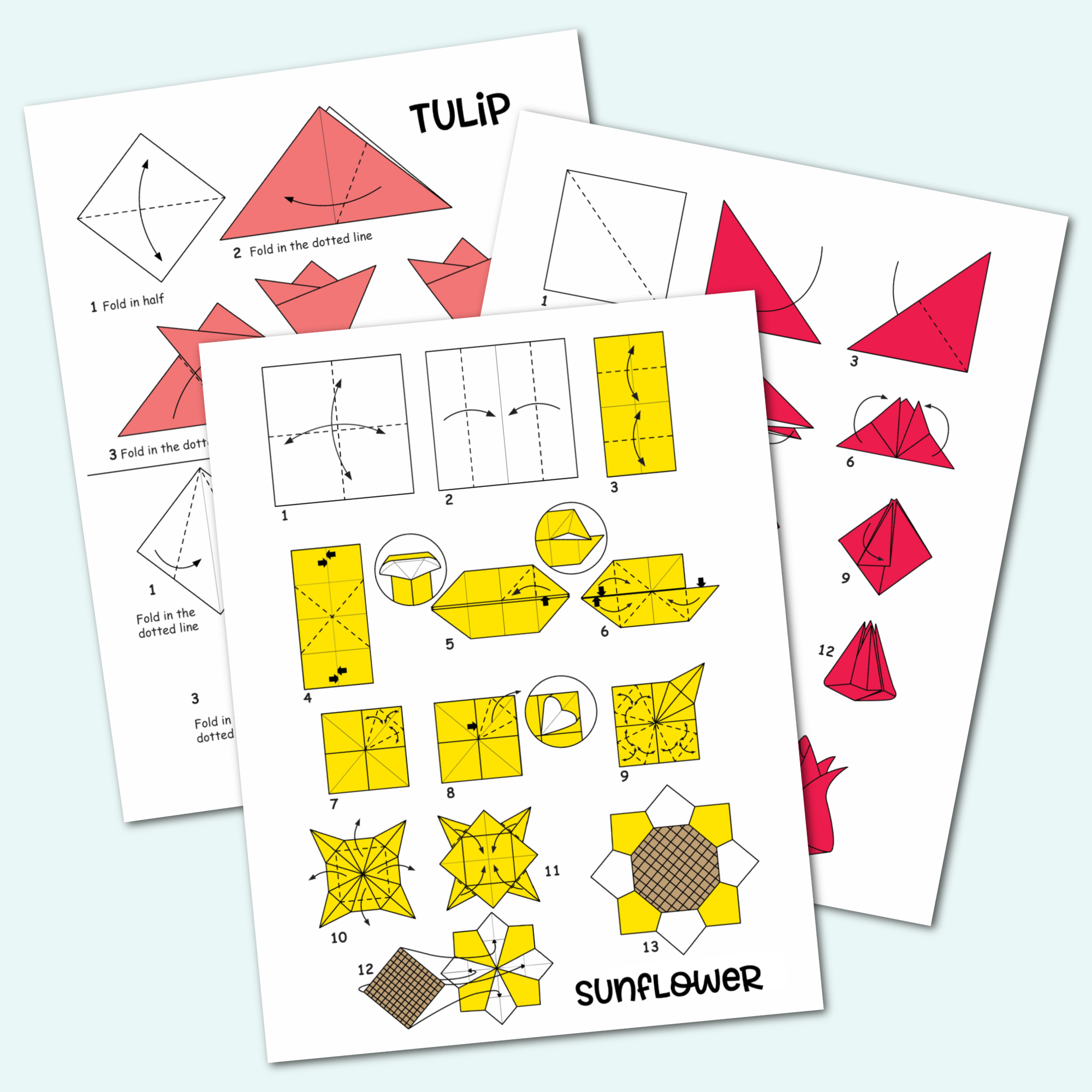 Free Origami Flowers with Instructions and Diagrams
