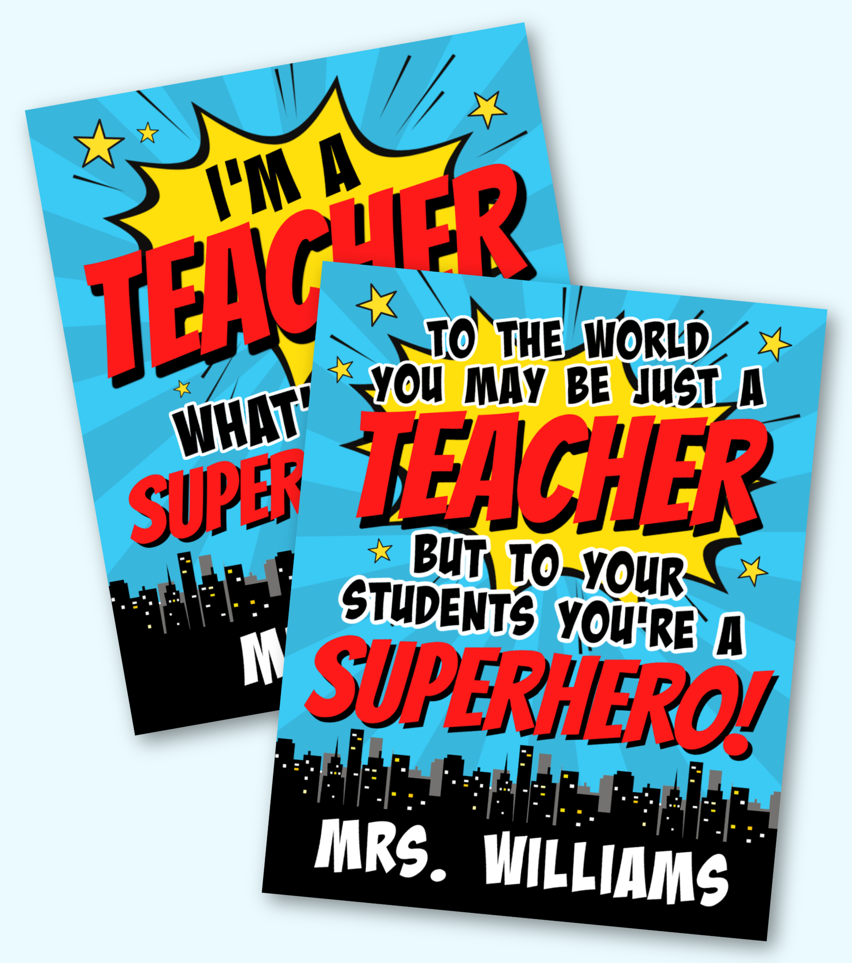 Personalized Superhero Teacher Printables for Teacher Appreciation