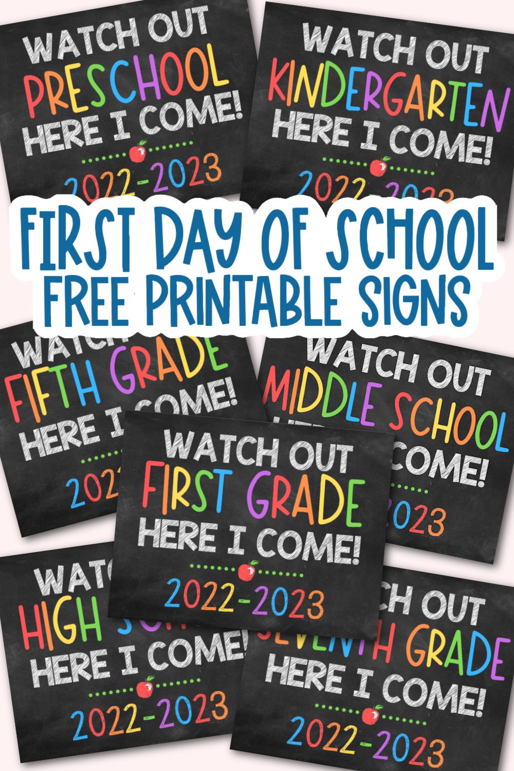Back to School Chalkboard Printable Signs