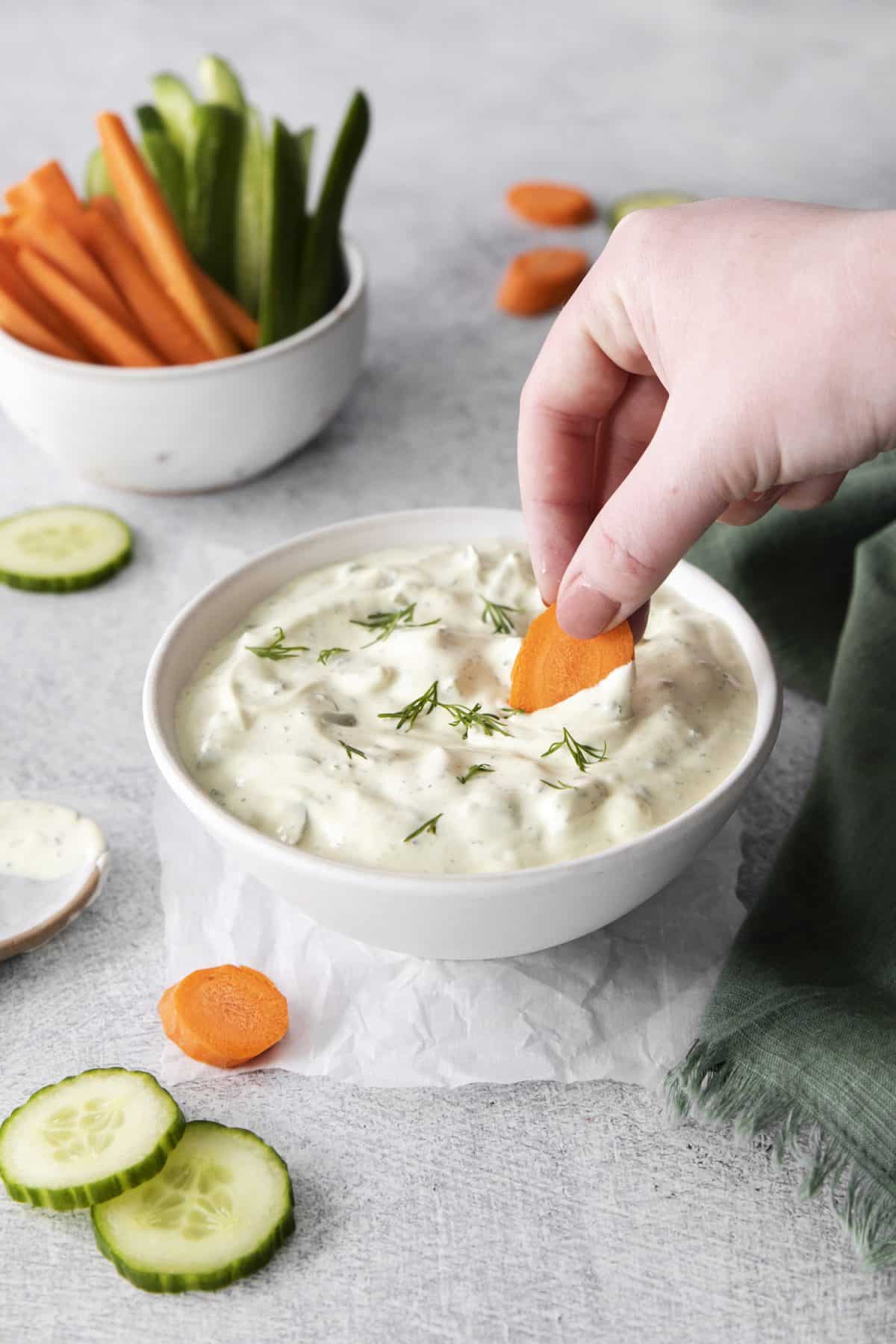 Pickle Ranch Dip with veggies