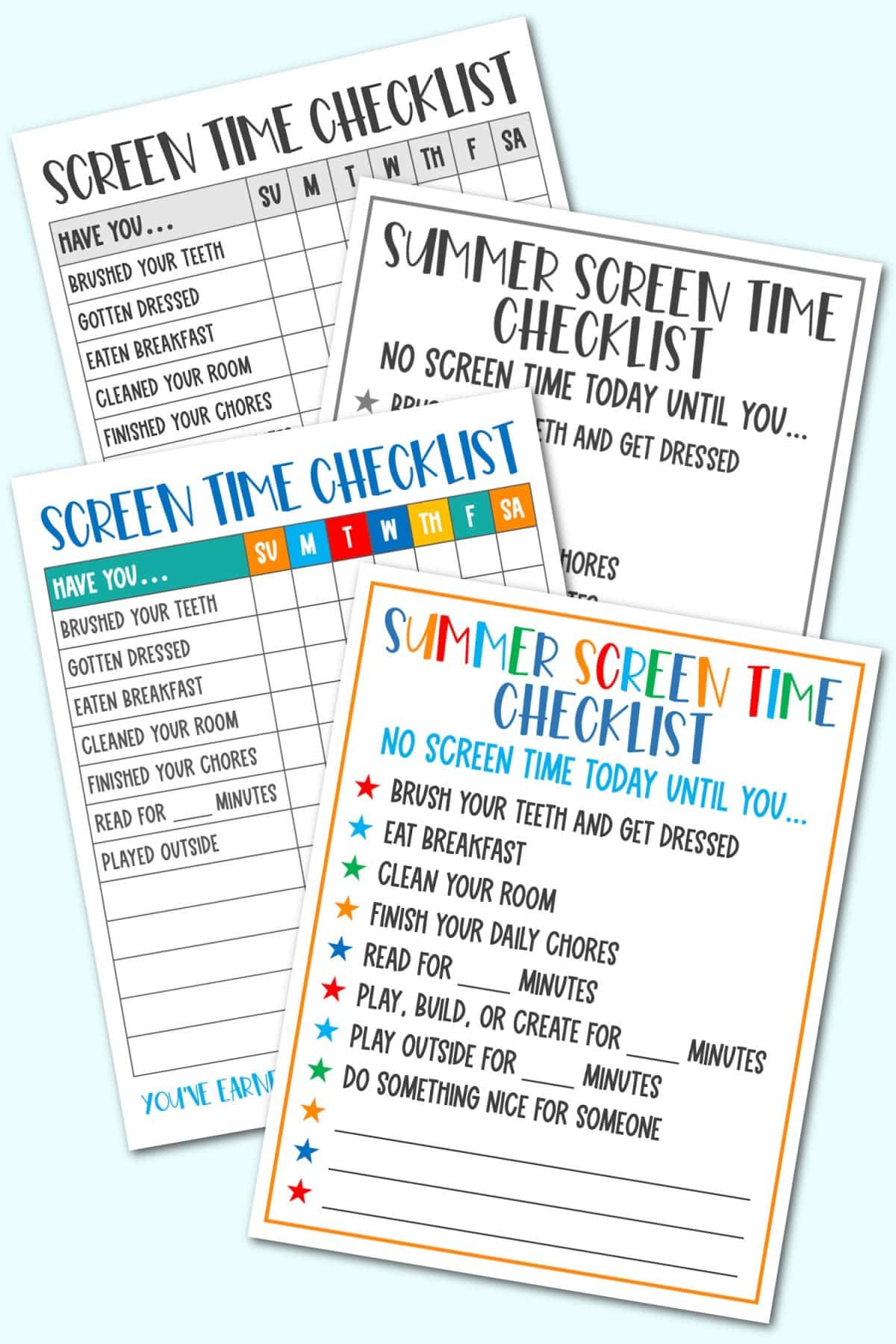 Summer Screen Time Checklist Printable