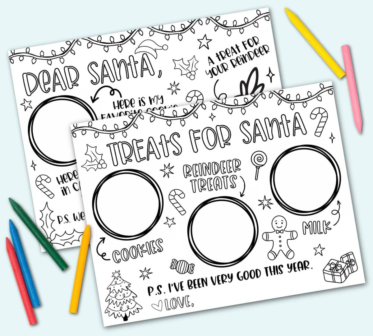 Milk and Cookies for Santa Placemats Free Printable