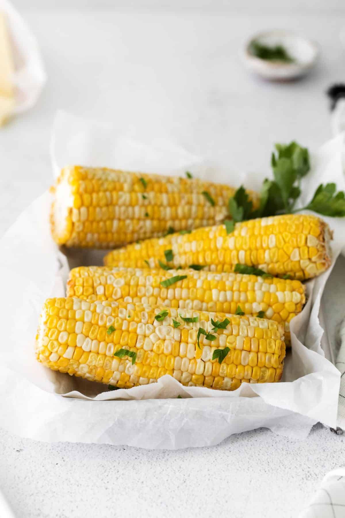 Corn on the cob cooked in the air fryer