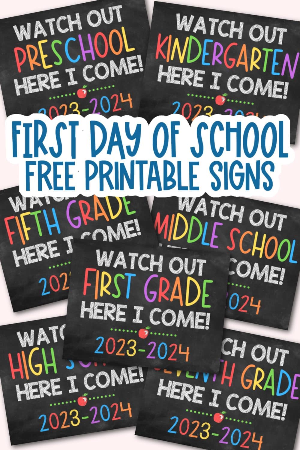 Back to School Chalkboard Printable Signs