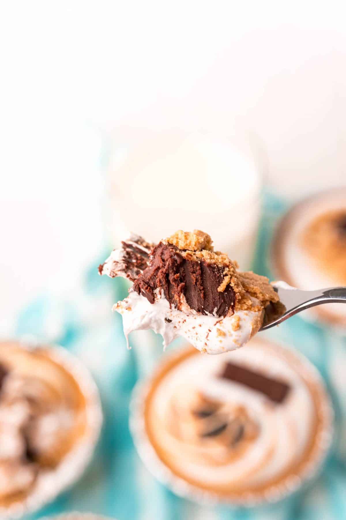 Mini S'more Pies Bite on Fork