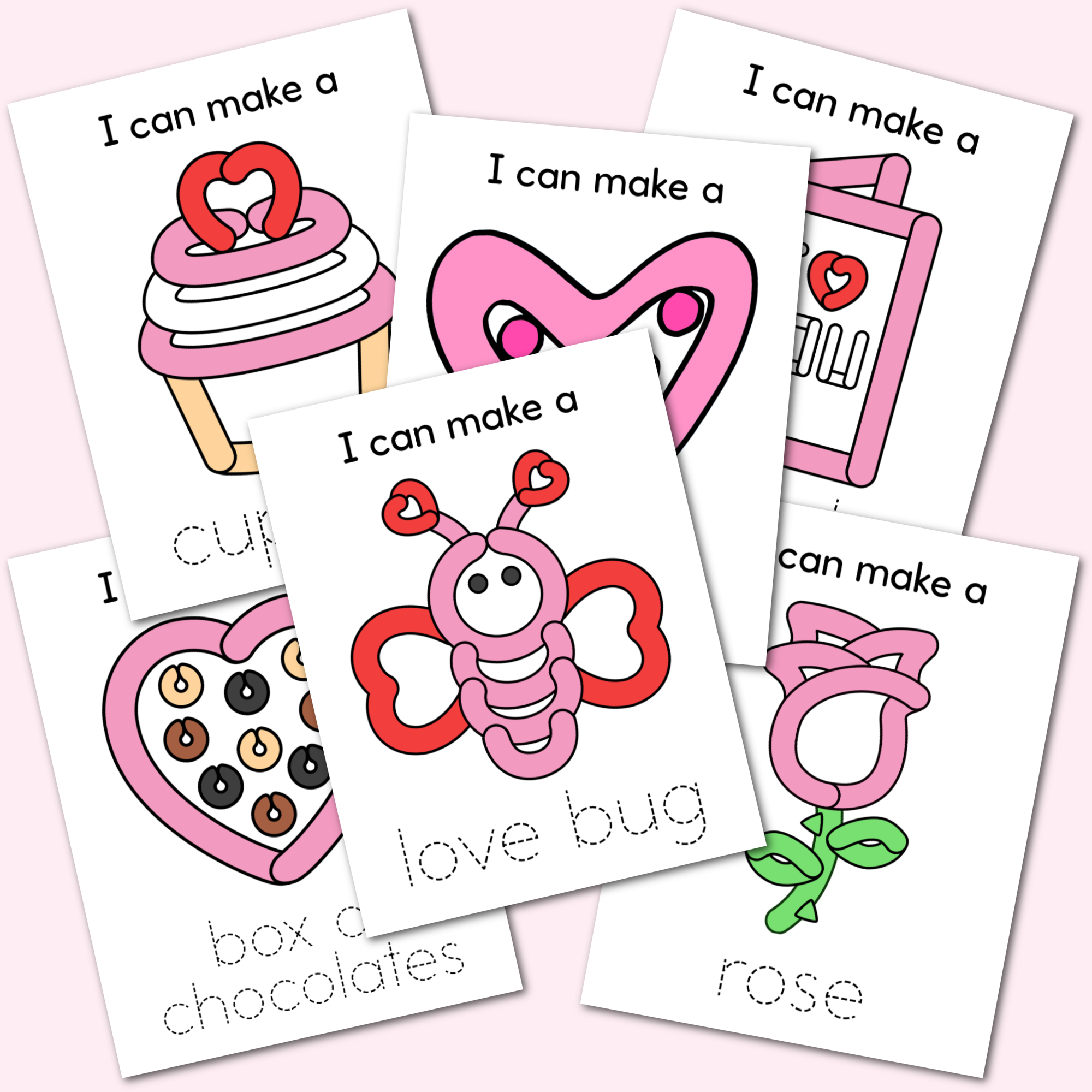 Free Printable Valentine’s Day Play Dough Mats