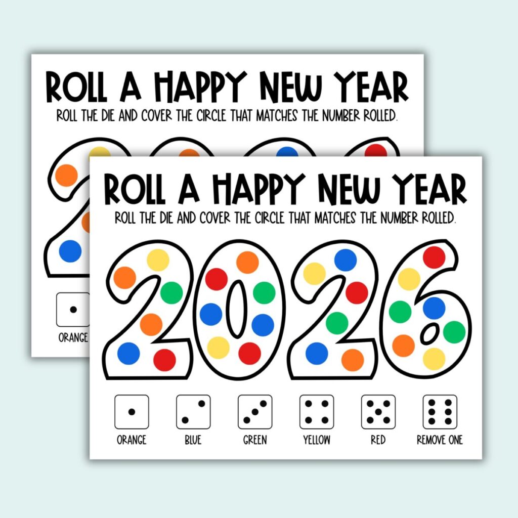 Free Printable Roll a Happy New Year Dice Game